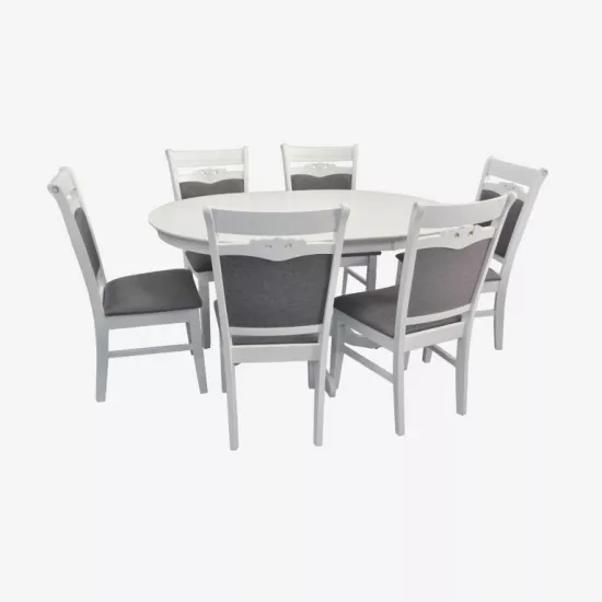 ÐабоÑ? мебели Eva СÑ?ол Capella White + 6 ÑÑ?Ñ?лÑ?ев HV-3167 (White, NV-10WP Grey )