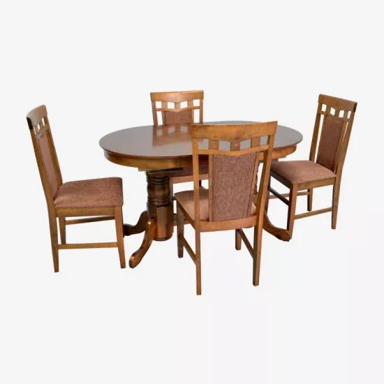 Set de mobilă Eva masa HV-31N Burnish + 4 scaune Deepa R (Burnish, F-789 Brown )