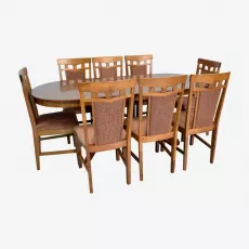 Set de mobilă Eva masa HV-31N Burnish + 8 scaune Deepa R (Burnish, F-789 Brown )