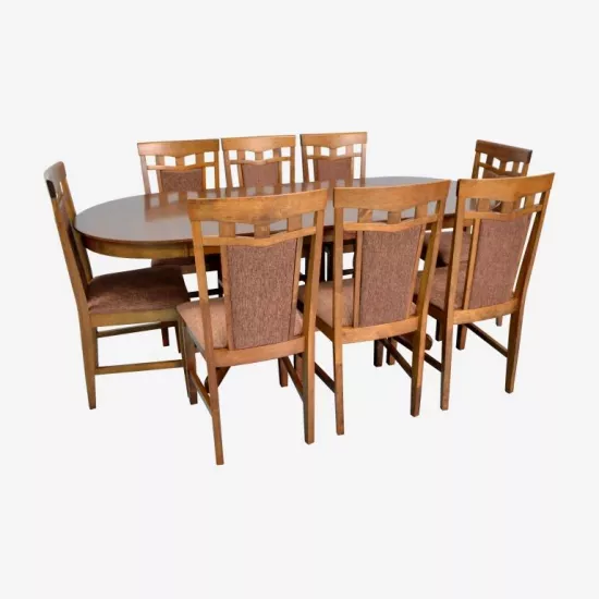 Set de mobilÄ? Eva masa HV-31N Burnish + 8 scaune Deepa R (Burnish, F-789 Brown )