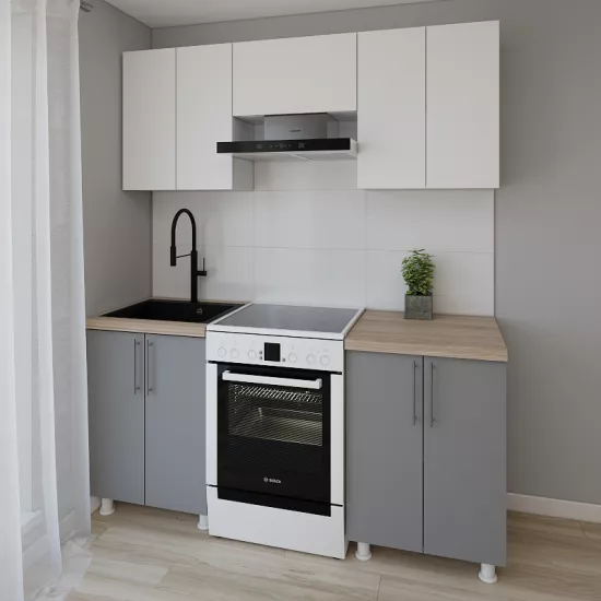 Модульная кухня Smartex K1 1.8 м, ДСП, Белый/Графит