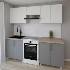 Bucatarie modulara Smartex K1 2.2 m, PAL, Alb/Grafit