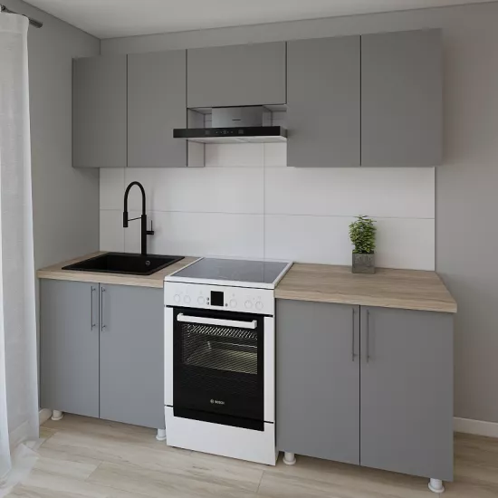 Модульная кухня Smartex K1 2.2 м, ДСП, Графит