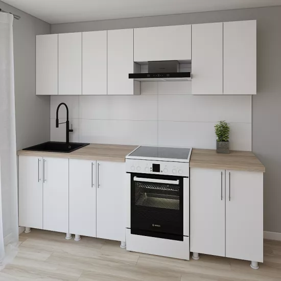 Bucatarie modulara Smartex K1 2.4 m, PAL, Alb