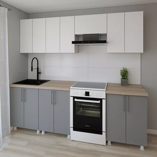 Модульная кухня Smartex K1 2.4 м, ДСП, Белый/Графит