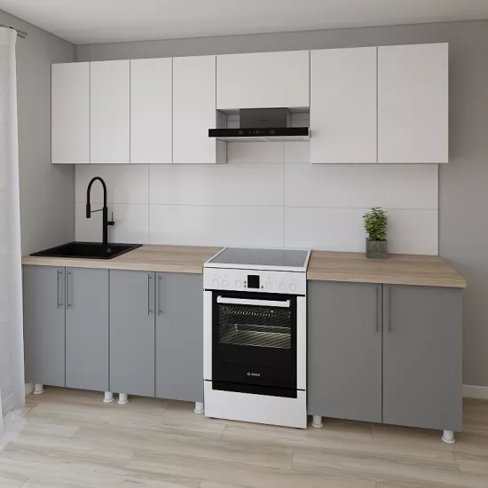 Модульная кухня Smartex K1 2.6 м, ДСП, Белый/Графит