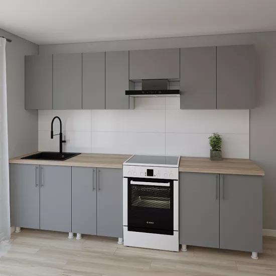 Bucatarie modulara Smartex K1 2.8 m, PAL, Grafit