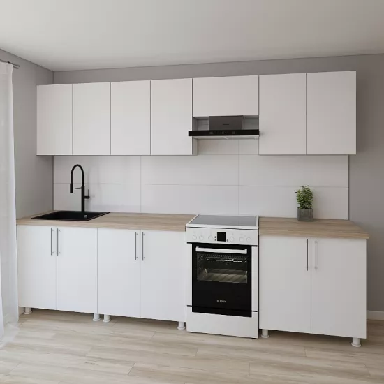 Модульная кухня Smartex K1 3.0 м, ДСП, Белый