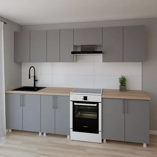 Модульная кухня Smartex K1 3.0 м, ДСП, Графит