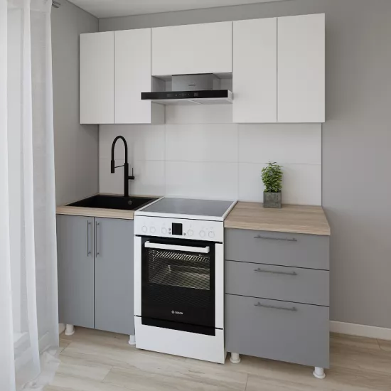 Модульная кухня Smartex K2 1.8 м, ДСП, Белый/Графит