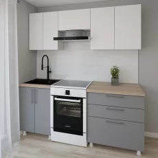 Bucatarie modulara Smartex K2 2.0 m, PAL, Alb/Grafit