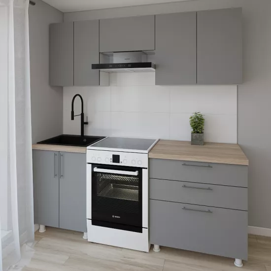 Bucatarie modulara Smartex K2 2.0 m, PAL, Grafit