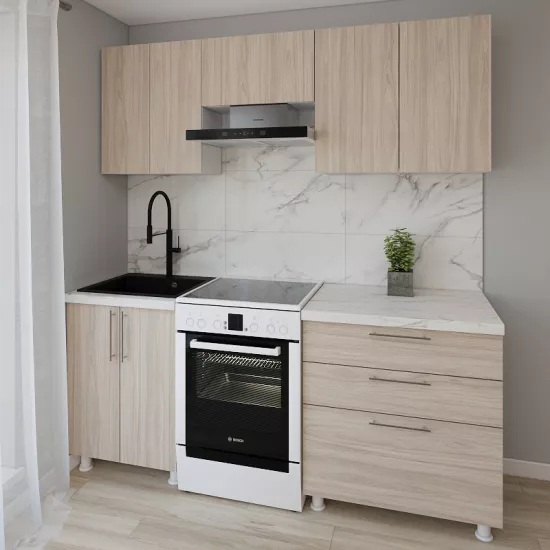 Модульная кухня Smartex K2 2.0 м, ДСП, Светлый дуб