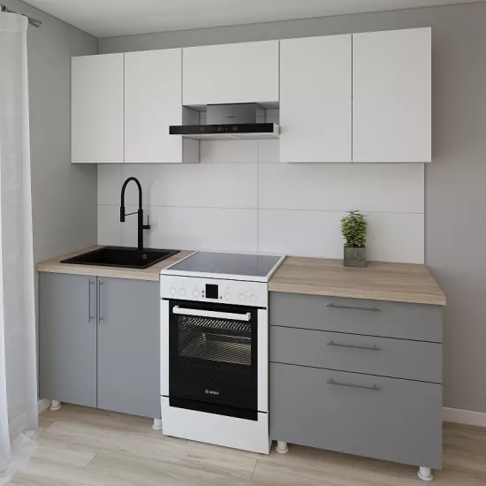 Модульная кухня Smartex K2 2.2 м, ДСП, Белый/Графит