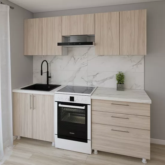 Модульная кухня Smartex K2 2.2 м, ДСП, Светлый дуб