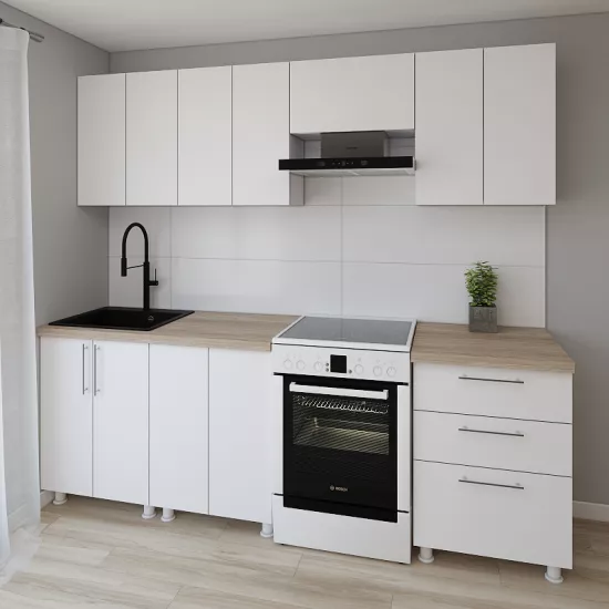 Bucatarie modulara Smartex K2 2.4 m, PAL, Alb