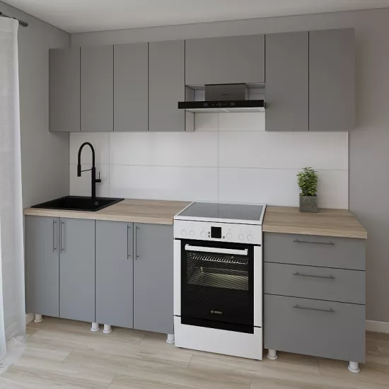 Модульная кухня Smartex K2 2.4 м, ДСП, Графит