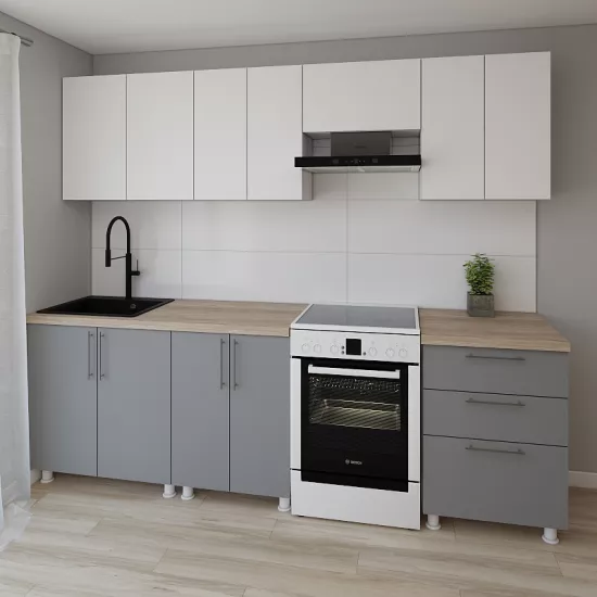 Модульная кухня Smartex K2 2.6 м, ДСП, Белый/Графит