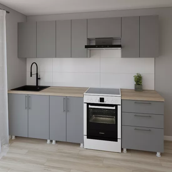 Bucatarie modulara Smartex K2 2.6 m, PAL, Grafit