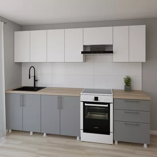 Модульная кухня Smartex K2 2.8 м, ДСП, Белый/Графит
