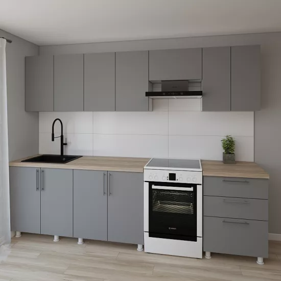 Модульная кухня Smartex K2 2.8 м, ДСП, Графит