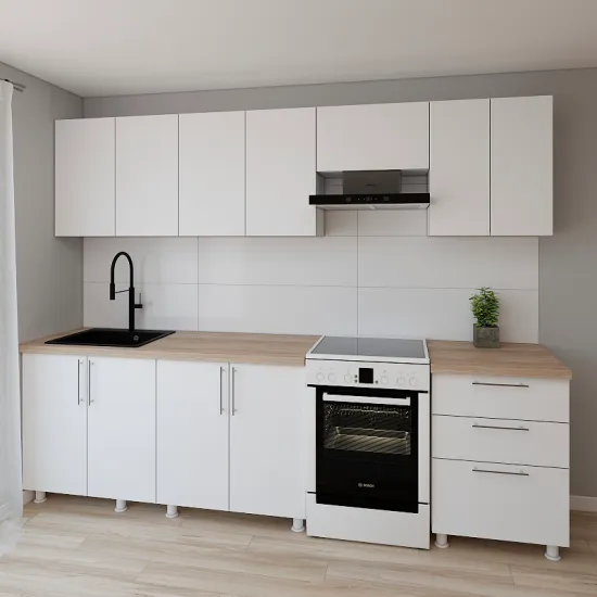 Bucatarie modulara Smartex K2 3.0 m, PAL, Alb