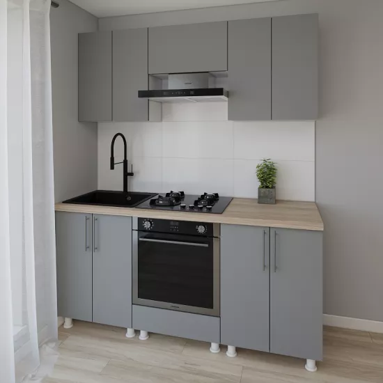 Bucatarie modulara Smartex K3 1.8 m, PAL, Grafit