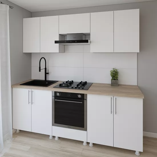 Модульная кухня Smartex K3 2.2 м, ДСП, Белый