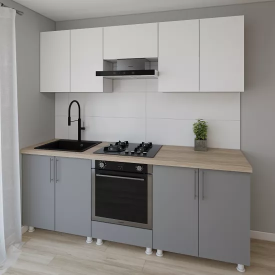 Модульная кухня Smartex K3 2.2 м, ДСП, Белый/Графит