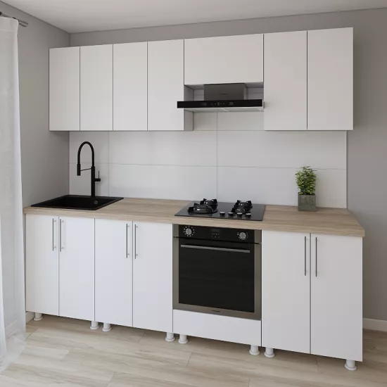 Bucatarie modulara Smartex K3 2.4 m, PAL, Alb