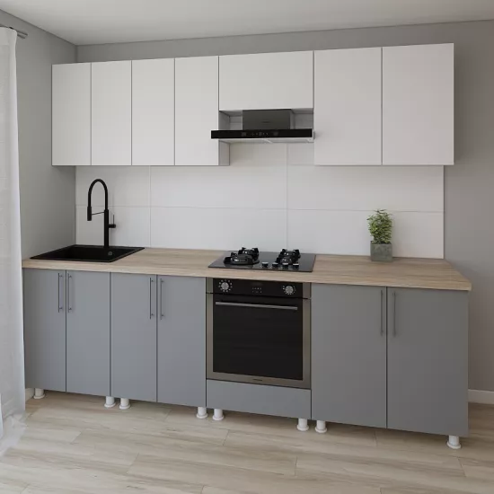 Модульная кухня Smartex K3 2.6 м, ДСП, Белый/Графит