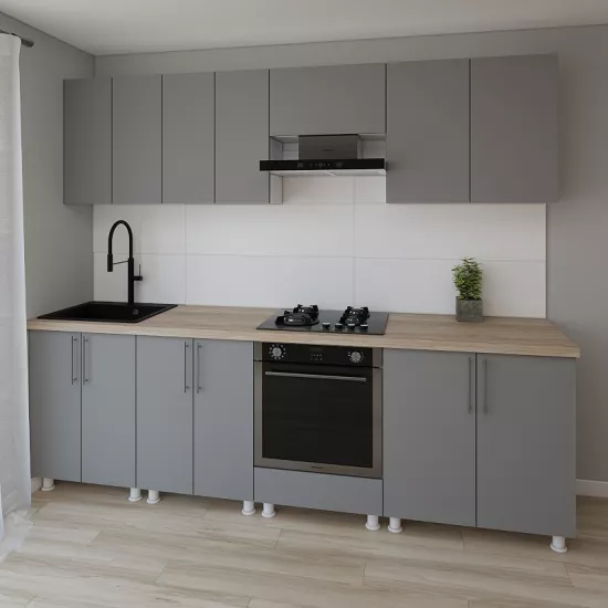 Bucatarie modulara Smartex K3 2.6 m, PAL, Grafit