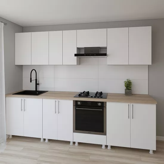 Bucatarie modulara Smartex K3 2.8 m, PAL, Alb