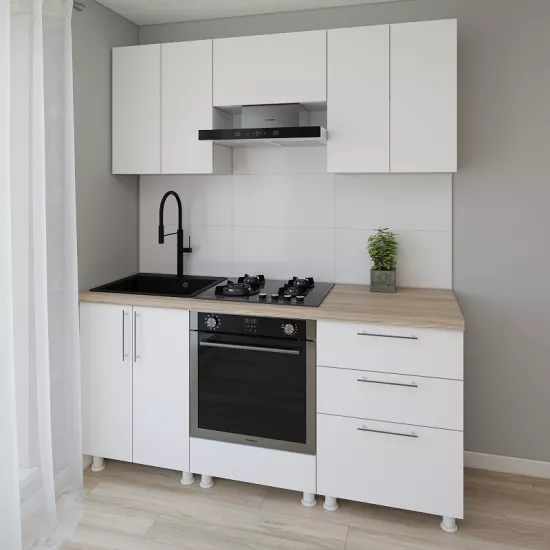 Bucatarie modulara Smartex K4 1.8 m, PAL, Alb