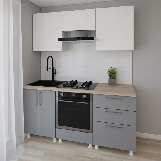 Модульная кухня Smartex K4 1.8 м, ДСП, Белый/Графит