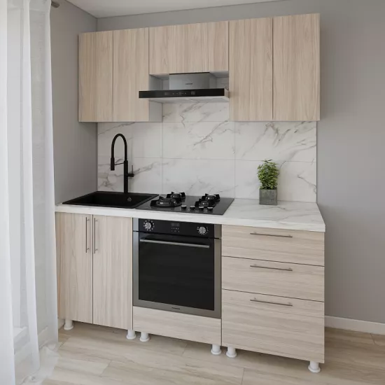 Bucatarie modulara Smartex K4 1.8 m, PAL, Stejar Deschis