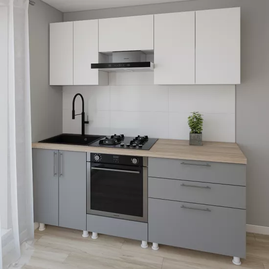 Модульная кухня Smartex K4 2.0 м, ДСП, Белый/Графит