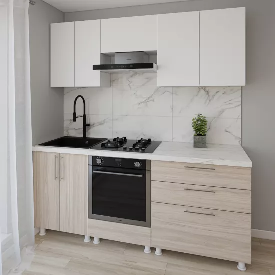 Модульная кухня Smartex K4 2.0 м, ДСП, Белый/Светлый Дуб