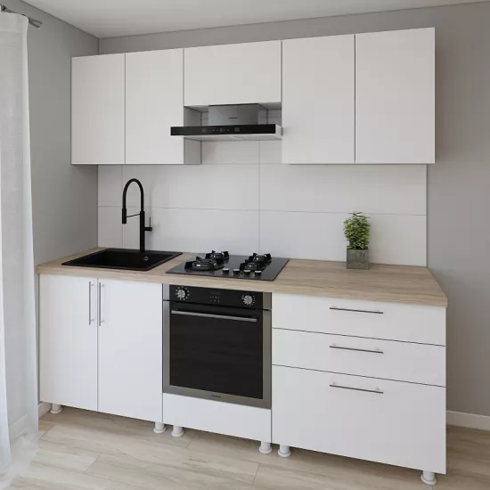 Bucatarie modulara Smartex K4 2.2 m, PAL, Alb