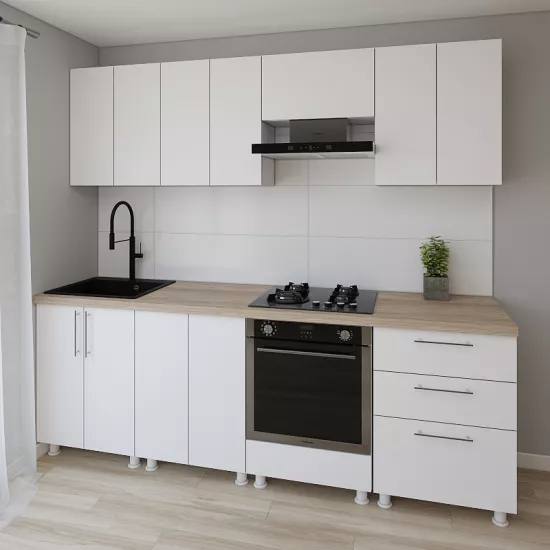 Модульная кухня Smartex K4 2.4 м, ДСП, Белый