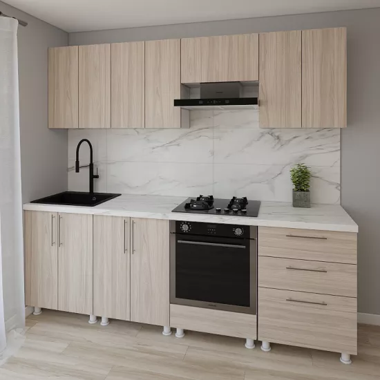 Bucatarie modulara Smartex K4 2.4 m, PAL, Stejar Deschis