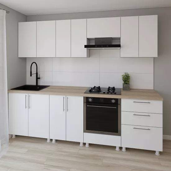 Модульная кухня Smartex K4 2.6 м, ДСП, Белый