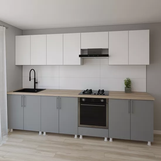 Модульная кухня Smartex K4 3.0 м, ДСП, Белый/Графит