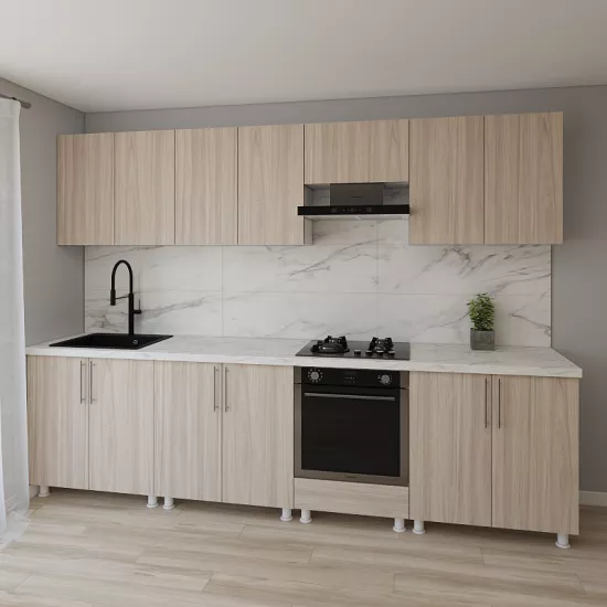 Bucatarie modulara Smartex K4 3.0 m, PAL, Stejar Deschis