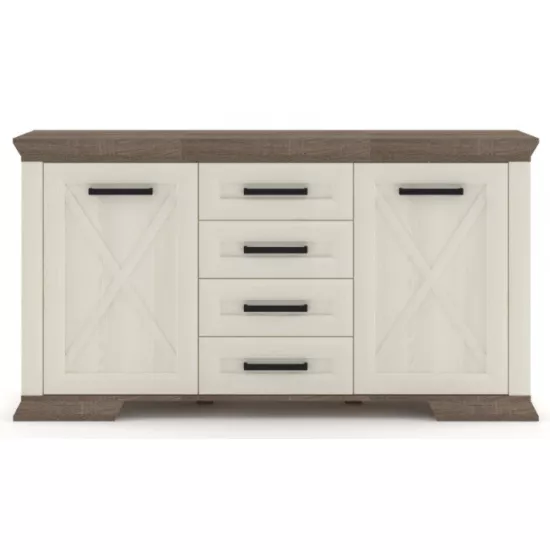 Комод Yasen Марсель KOM2D4S, 166x45x89 см, Снежный Ясень/Дуб Сонома Трюфель