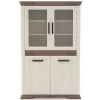 Витрина Yasen Марсель REG 2D2W, 117x45x205 см, Снежный Ясень/Дуб Сонома Трюфель