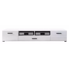 Comoda TV Yasen Vusher RTV2D1S, 200x50x32.5 см, Nimphea Alb/Alb Lucios