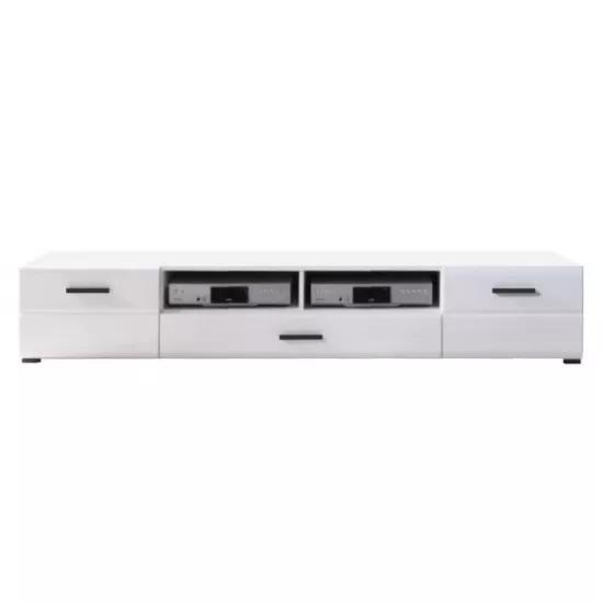 Comoda TV Yasen Vusher RTV2D1S (200 cm), Nimphea Alb/Alb Lucios