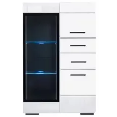 Vitrina Yasen Vusher REG 1W2D2S L/P (90 cm), Nimphea Alb/Alb Lucios Vitrina Yasen Vusher REG 1W2D2S L/P (90 cm), Nimphea Alb/Alb Lucios