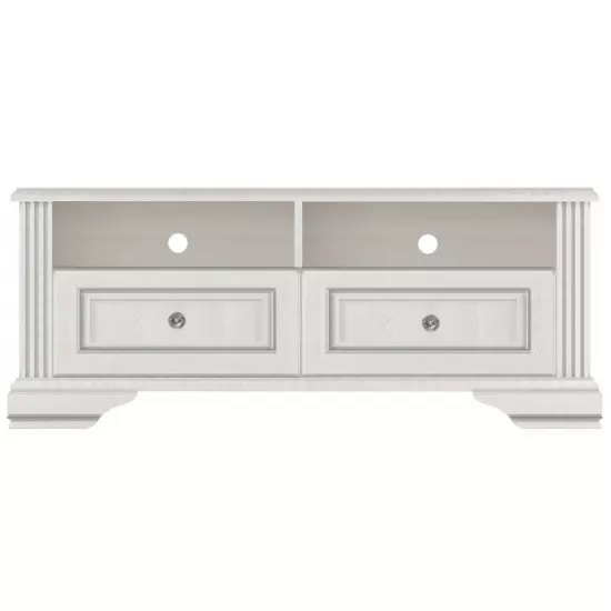 Comoda TV Yasen White RTV 2S 120, 121x45x53 см, Pin argintiu